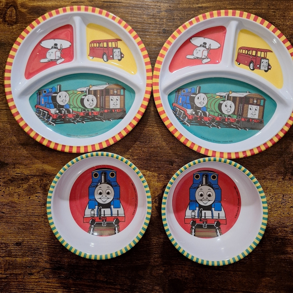 Thomas & Friends Red, Blue & Yellow Kids Plate and Bowl Set
